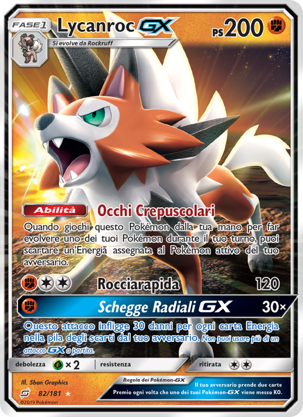 Lycanroc GX 082/196 — Team Up (Italian Pokémon TCG card)