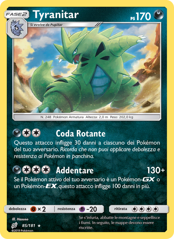 Tyranitar 085/196 — Team Up (Italian Pokémon TCG card)