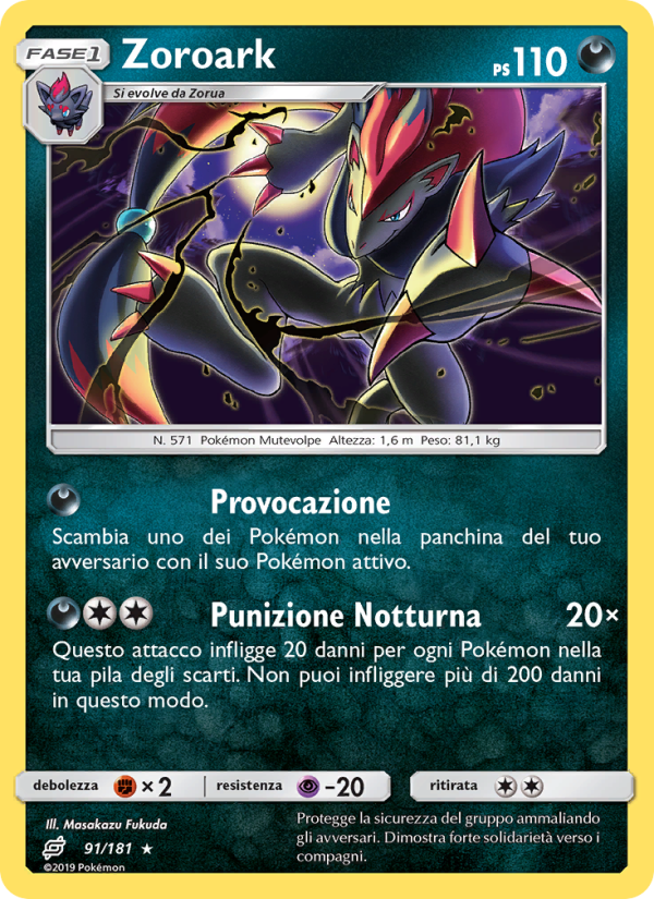 Zoroark 091/196 — Team Up (Italian Pokémon TCG card)