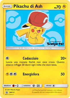 Ash's Pikachu SM113 — Sun & Moon Promos (Italian Pokémon TCG card)