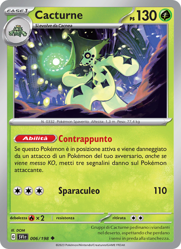 Cacturne 006/258 — Scarlet & Violet (Italian Pokémon TCG card)