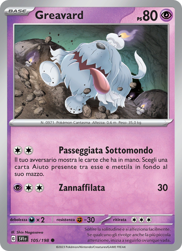 Greavard 105/258 — Scarlet & Violet (Italian Pokémon TCG card)