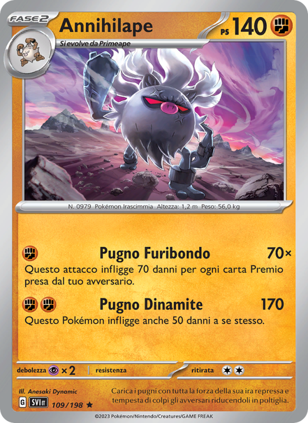 Annihilape 109/258 — Scarlet & Violet (Italian Pokémon TCG card)