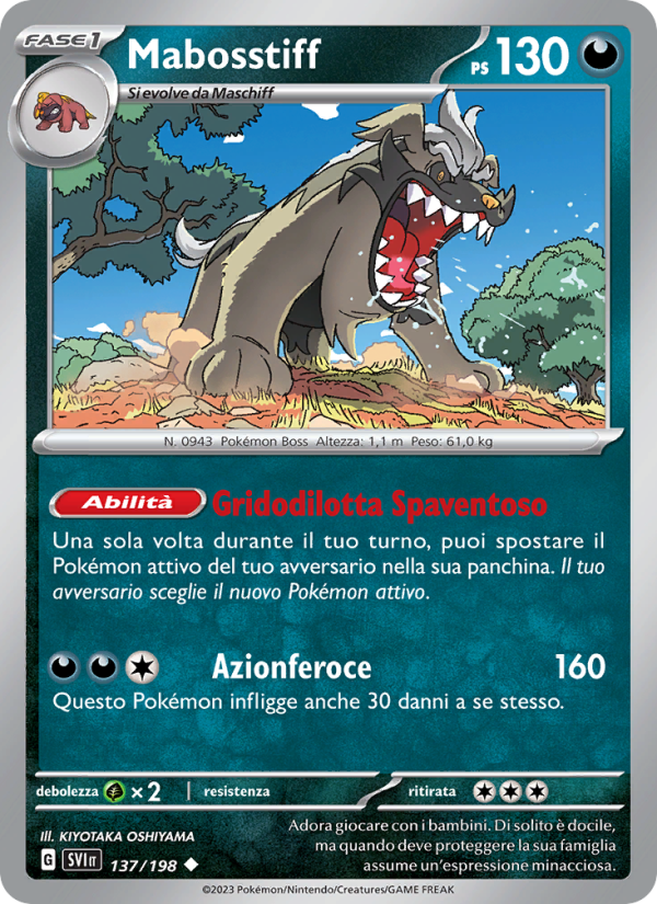 Mabosstiff 137/258 — Scarlet & Violet (Italian Pokémon TCG card)