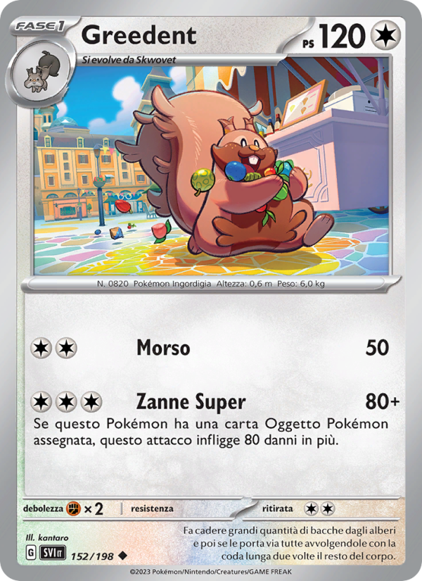 Greedent 152/258 — Scarlet & Violet (Italian Pokémon TCG card)