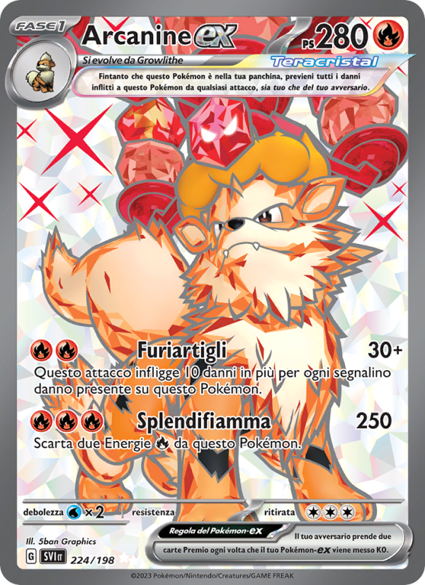 Arcanine-ex 224/258 — Scarlet & Violet (Italian Pokémon TCG card)