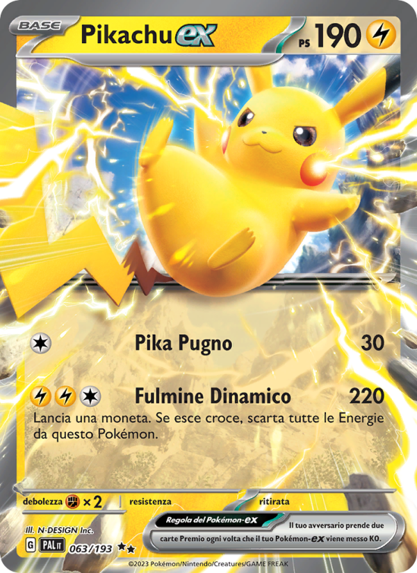 Pikachu-ex 063/279 — Paldea Evolved (Italian Pokémon TCG card)