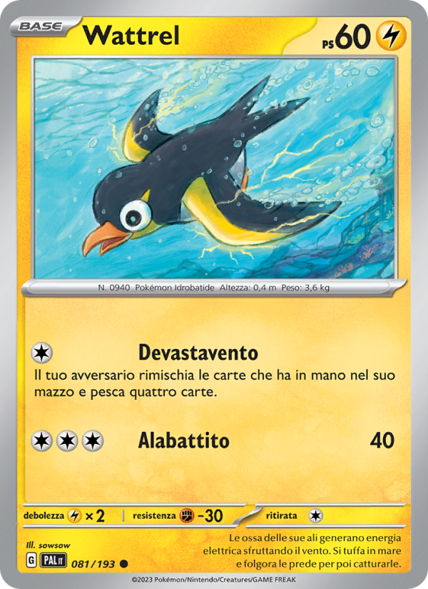 Wattrel 081/279 — Paldea Evolved (Italian Pokémon TCG card)