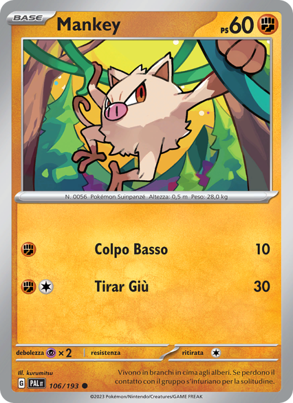 Mankey 106/279 — Paldea Evolved (Italian Pokémon TCG card)
