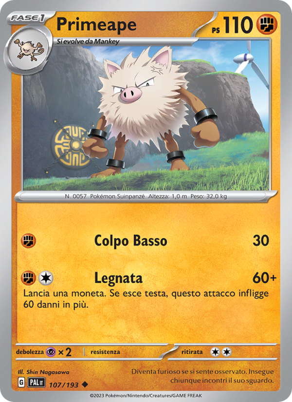 Primeape 107/279 — Paldea Evolved (Italian Pokémon TCG card)