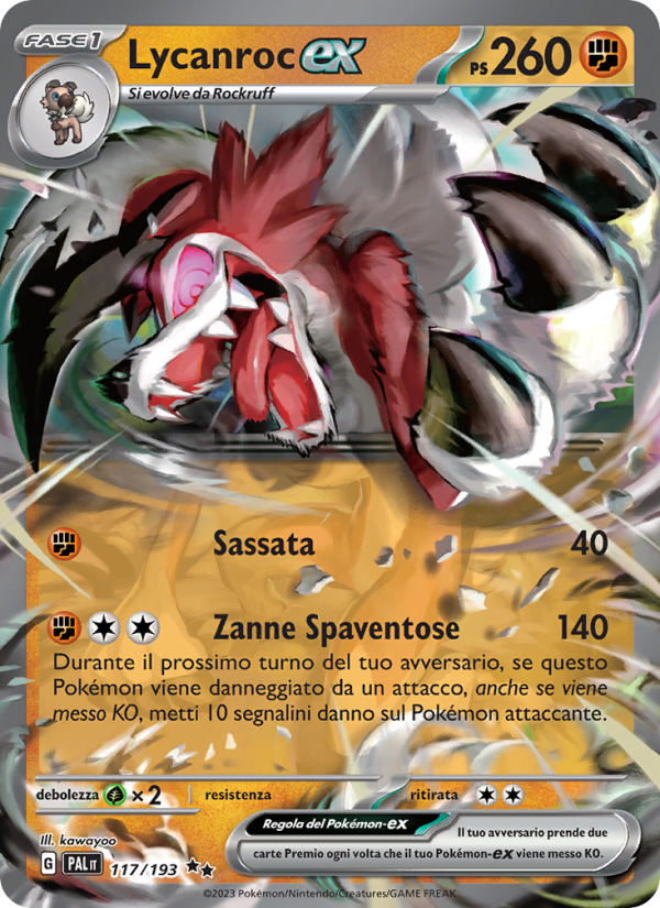 Lycanroc-ex 117/279 — Paldea Evolved (Italian Pokémon TCG card)