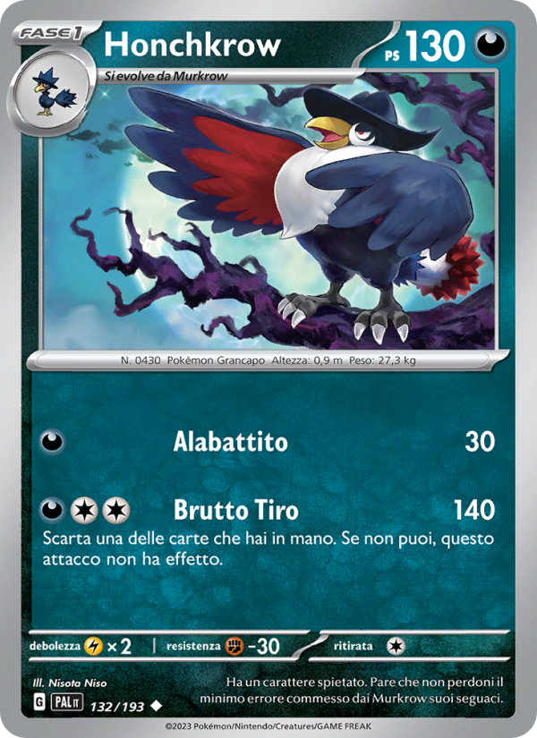 Honchkrow 132/279 — Paldea Evolved (Italian Pokémon TCG card)