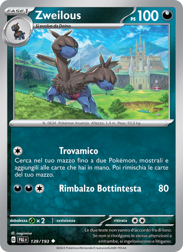 Zweilous 139/279 — Paldea Evolved (Italian Pokémon TCG card)