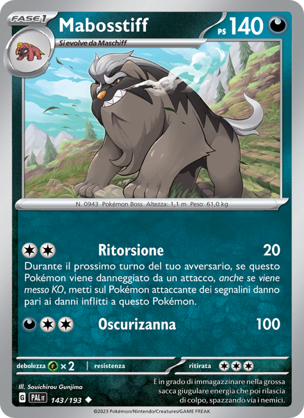Mabosstiff 143/279 — Paldea Evolved (Italian Pokémon TCG card)