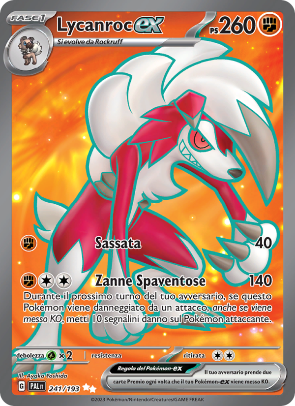 Lycanroc-ex 241/279 — Paldea Evolved (Italian Pokémon TCG card)
