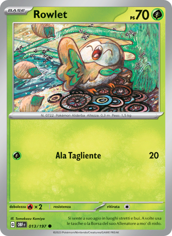 Rowlet 013/230 — Obsidian Flames (Italian Pokémon TCG card)