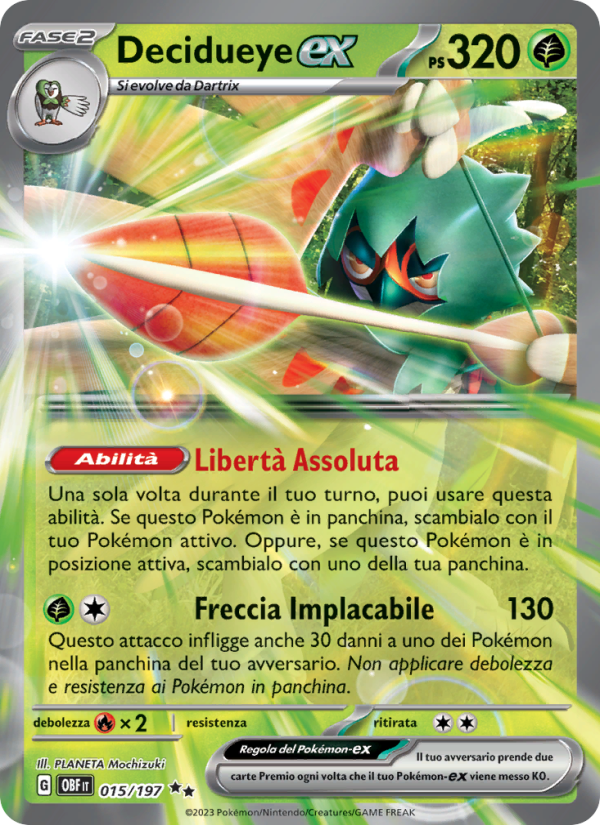 Decidueye-ex 015/230 — Obsidian Flames (Italian Pokémon TCG card)