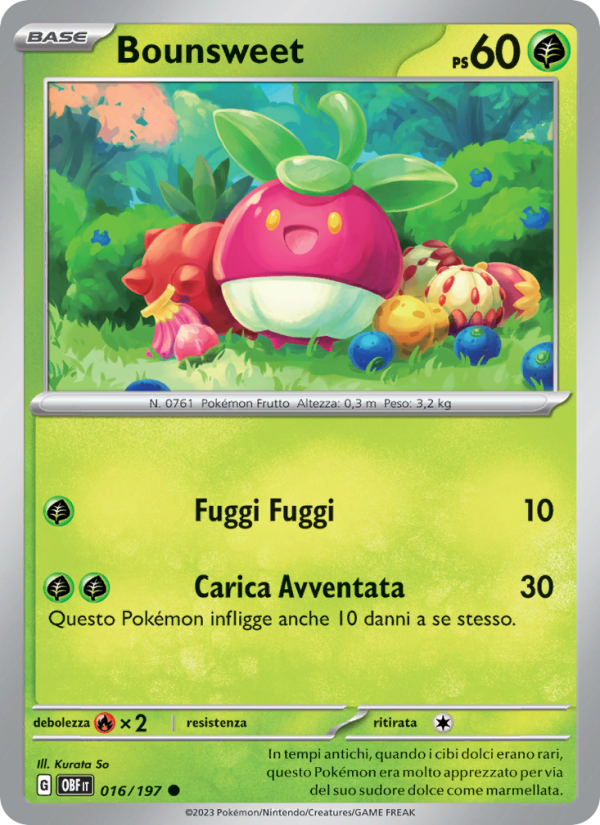 Bounsweet 016/230 — Obsidian Flames (Italian Pokémon TCG card)