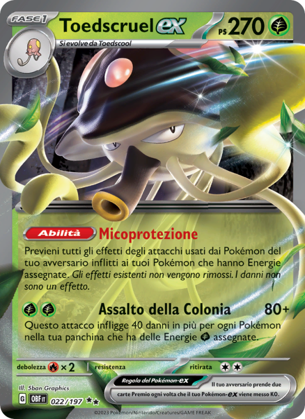 Toedscruel-ex 022/230 — Obsidian Flames (Italian Pokémon TCG card)