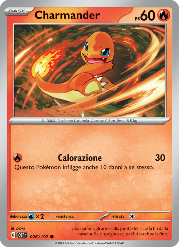 Charmander 026/230 — Obsidian Flames (Italian Pokémon TCG card)