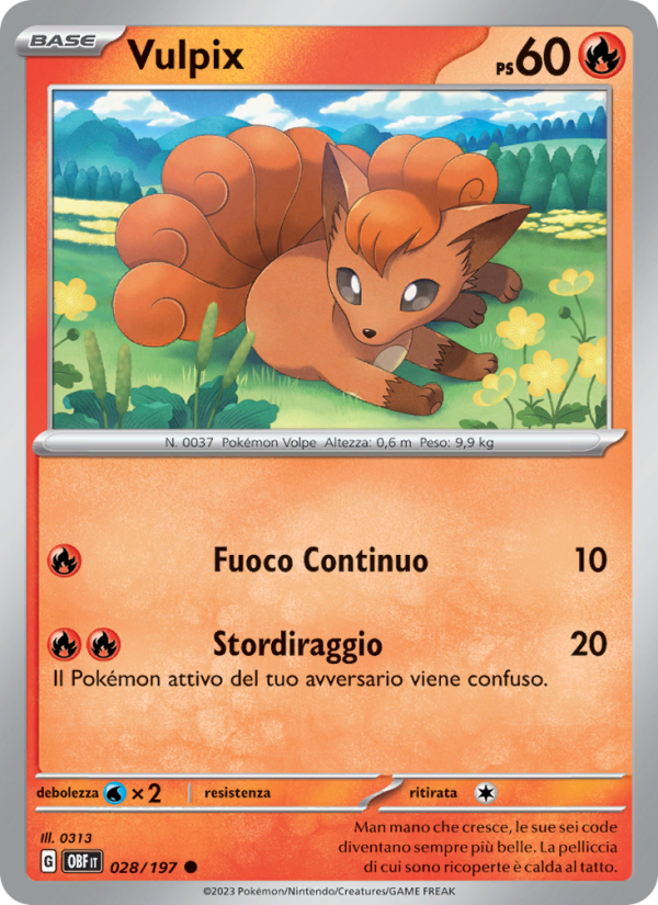 Vulpix 028/230 — Obsidian Flames (Italian Pokémon TCG card)