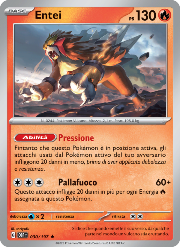 Entei 030/230 — Obsidian Flames (Italian Pokémon TCG card)