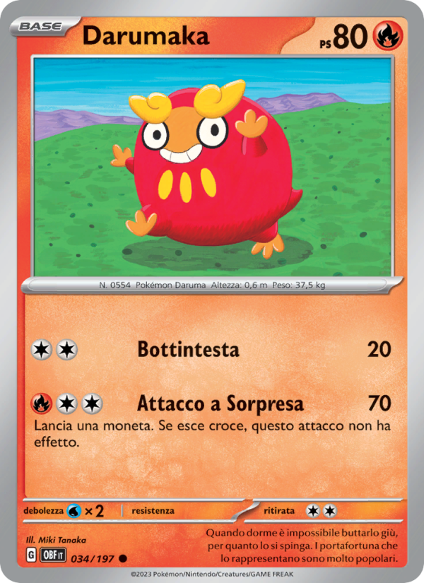 Darumaka 034/230 — Obsidian Flames (Italian Pokémon TCG card)