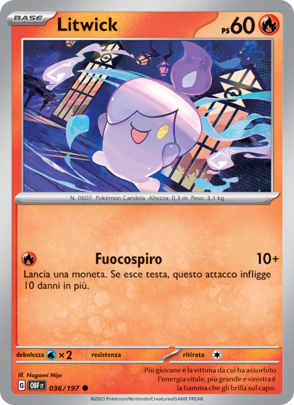 Litwick 036/230 — Obsidian Flames (Italian Pokémon TCG card)