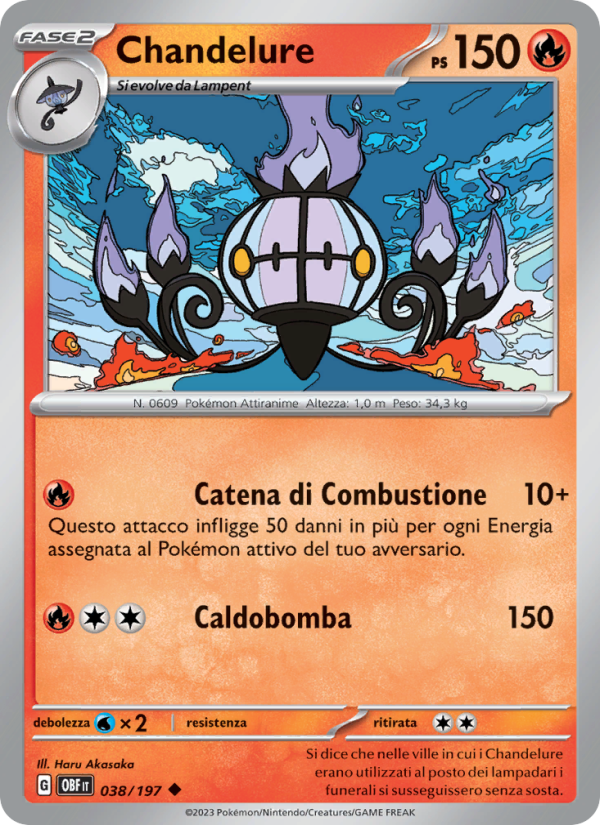 Chandelure 038/230 — Obsidian Flames (Italian Pokémon TCG card)