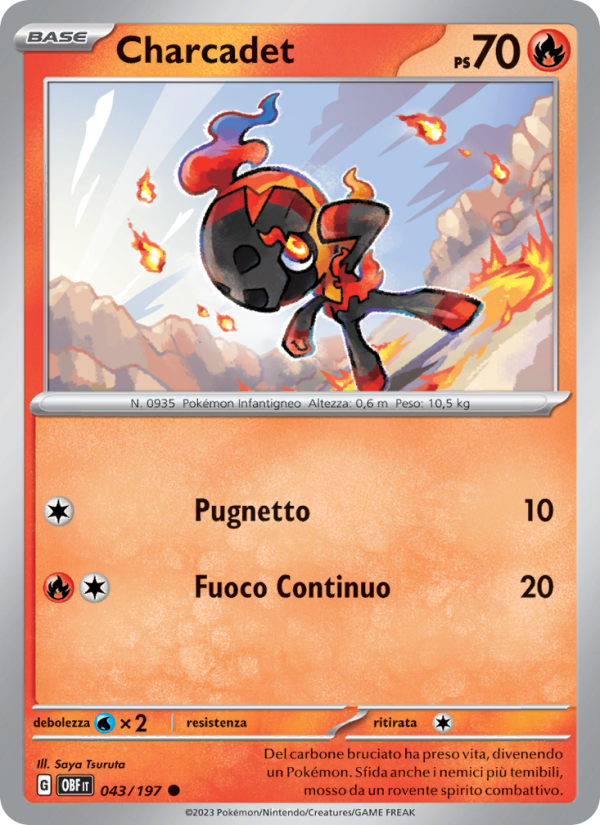 Charcadet 043/230 — Obsidian Flames (Italian Pokémon TCG card)