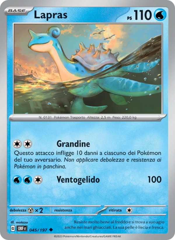 Lapras 045/230 — Obsidian Flames (Italian Pokémon TCG card)
