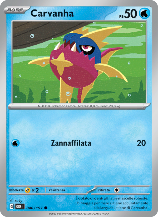 Carvanha 046/230 — Obsidian Flames (Italian Pokémon TCG card)