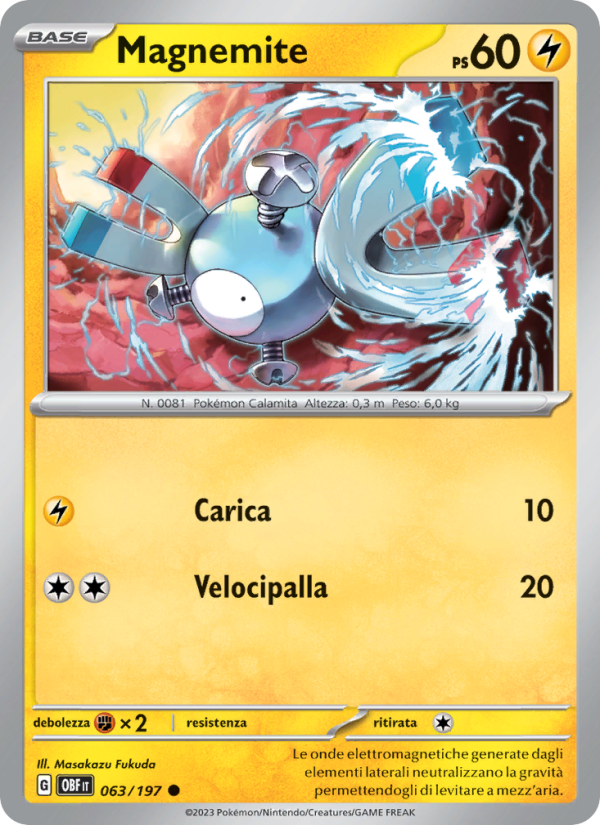 Magnemite 063/230 — Obsidian Flames (Italian Pokémon TCG card)