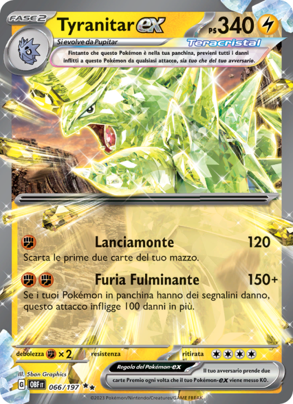 Tyranitar-ex 066/230 — Obsidian Flames (Italian Pokémon TCG card)