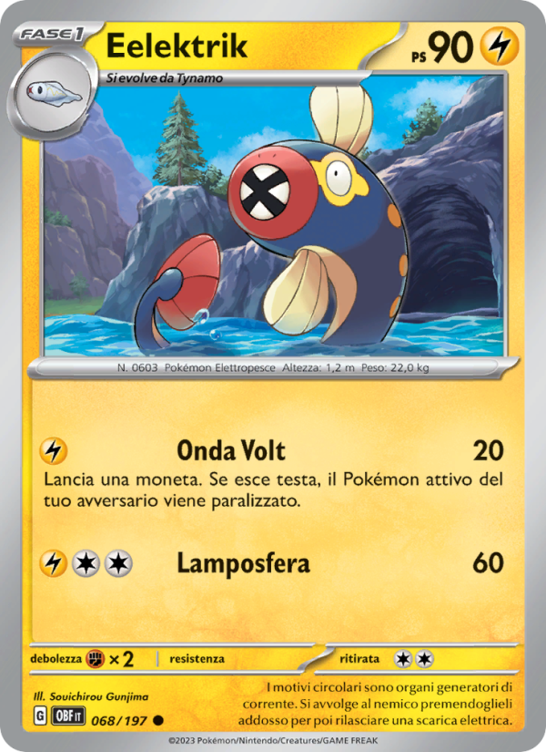 Eelektrik 068/230 — Obsidian Flames (Italian Pokémon TCG card)