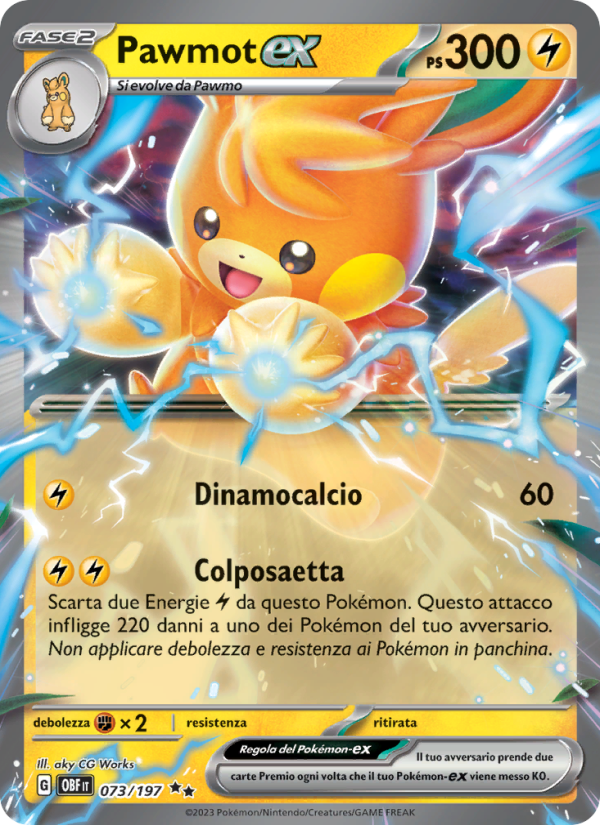 Pawmot-ex 073/230 — Obsidian Flames (Italian Pokémon TCG card)