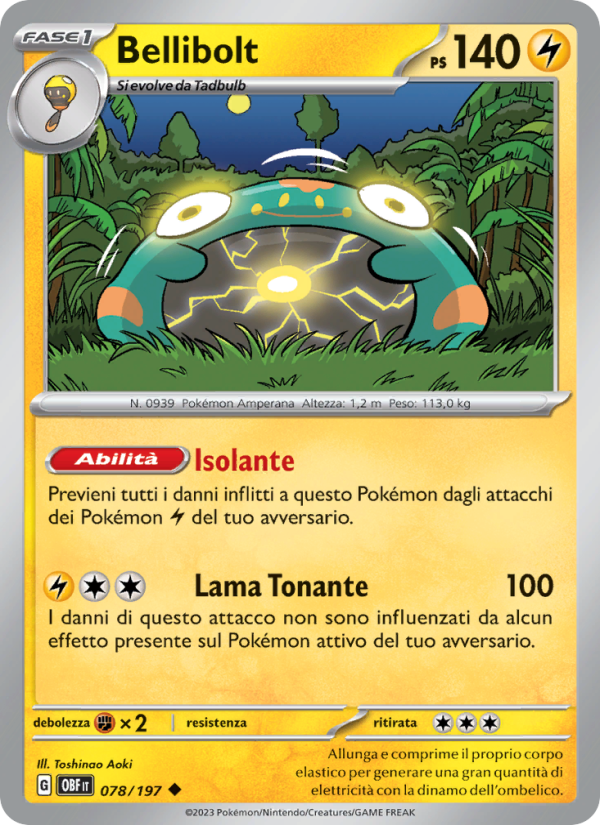 Bellibolt 078/230 — Obsidian Flames (Italian Pokémon TCG card)