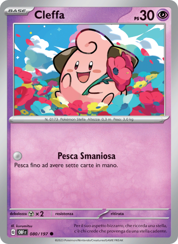 Cleffa 080/230 — Obsidian Flames (Italian Pokémon TCG card)