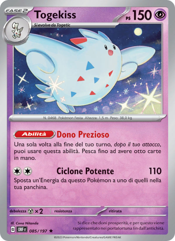 Togekiss 085/230 — Obsidian Flames (Italian Pokémon TCG card)