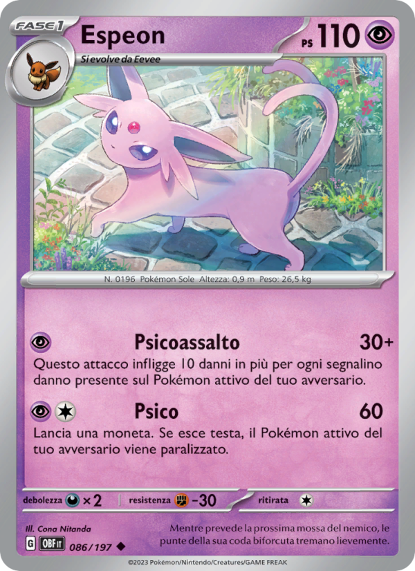 Espeon 086/230 — Obsidian Flames (Italian Pokémon TCG card)