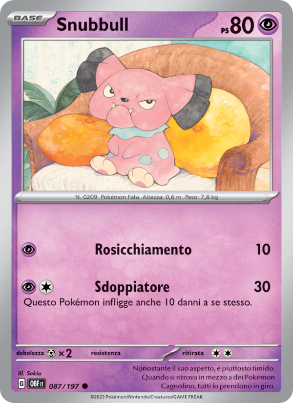 Snubbull 087/230 — Obsidian Flames (Italian Pokémon TCG card)