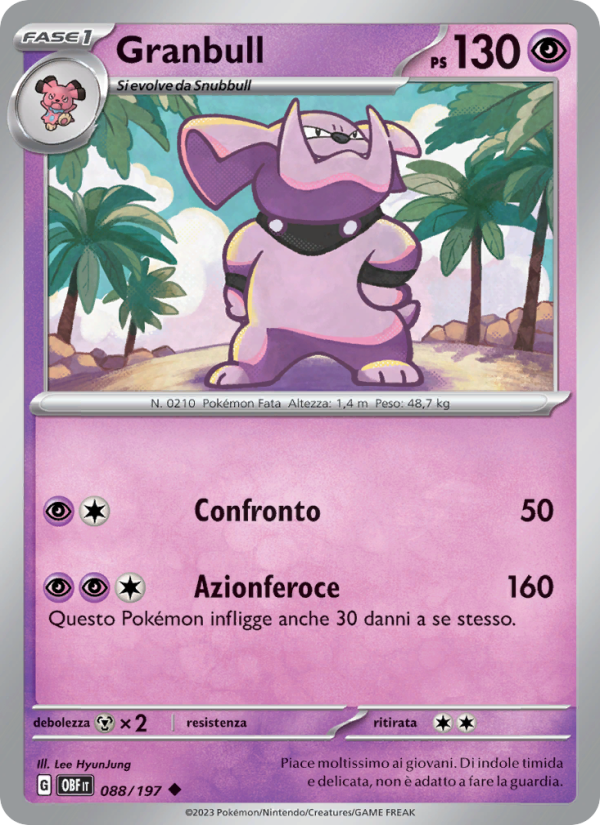 Granbull 088/230 — Obsidian Flames (Italian Pokémon TCG card)