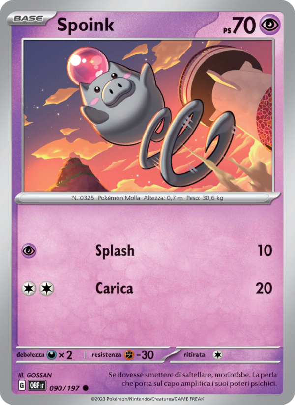 Spoink 090/230 — Obsidian Flames (Italian Pokémon TCG card)