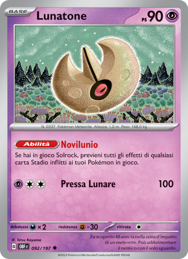 Lunatone 092/230 — Obsidian Flames (Italian Pokémon TCG card)