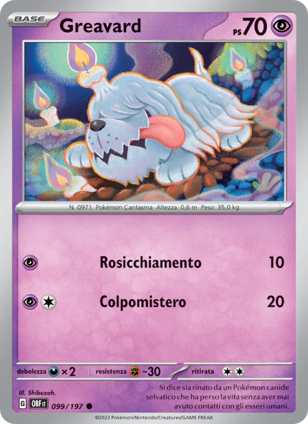 Greavard 099/230 — Obsidian Flames (Italian Pokémon TCG card)