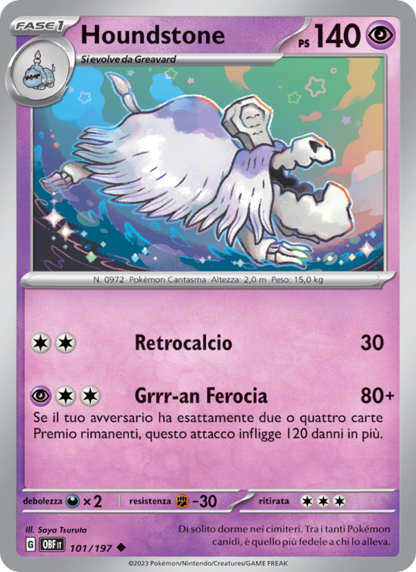Houndstone 101/230 — Obsidian Flames (Italian Pokémon TCG card)