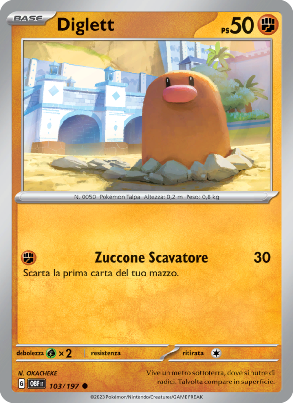 Diglett 103/230 — Obsidian Flames (Italian Pokémon TCG card)