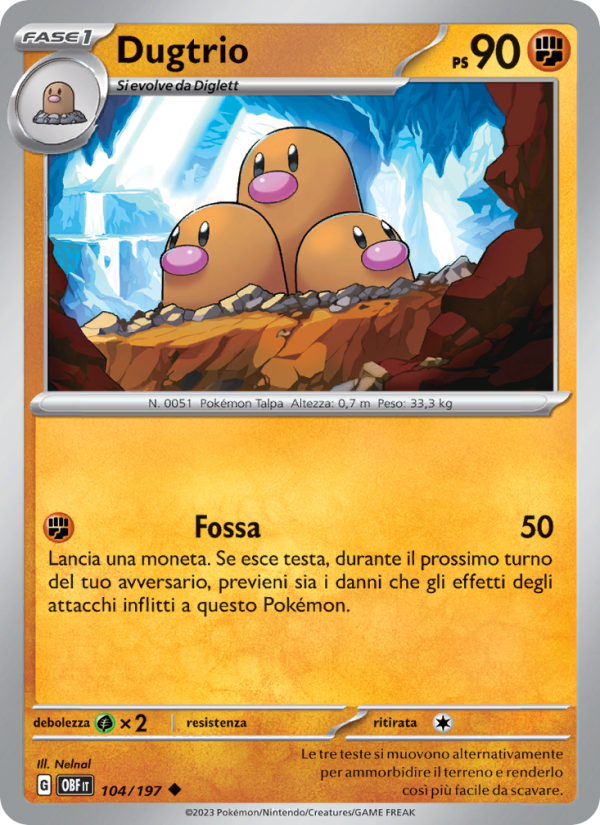 Dugtrio 104/230 — Obsidian Flames (Italian Pokémon TCG card)