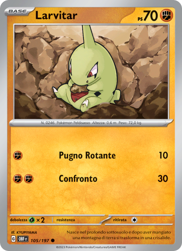 Larvitar 105/230 — Obsidian Flames (Italian Pokémon TCG card)