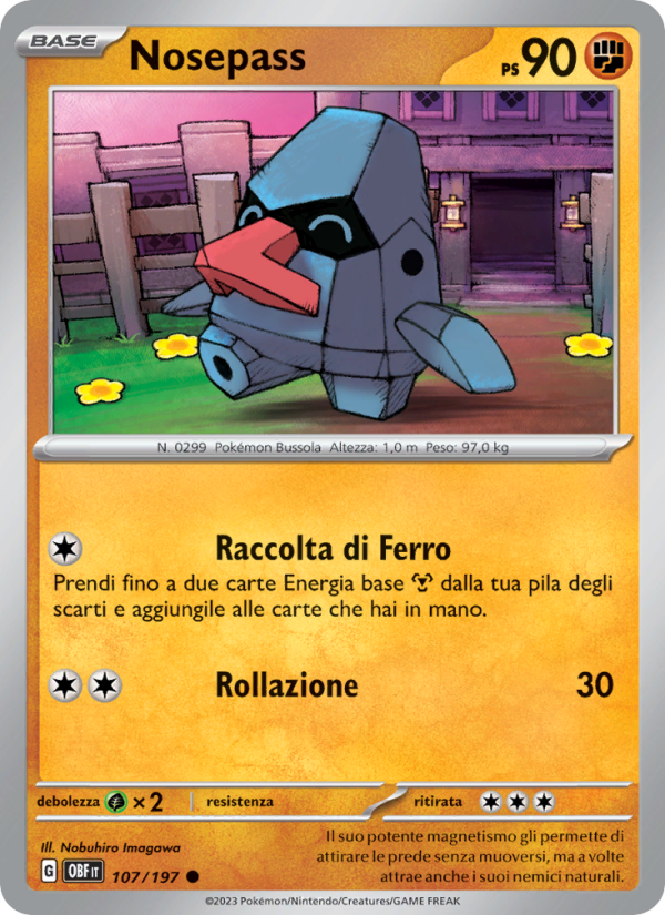 Nosepass 107/230 — Obsidian Flames (Italian Pokémon TCG card)